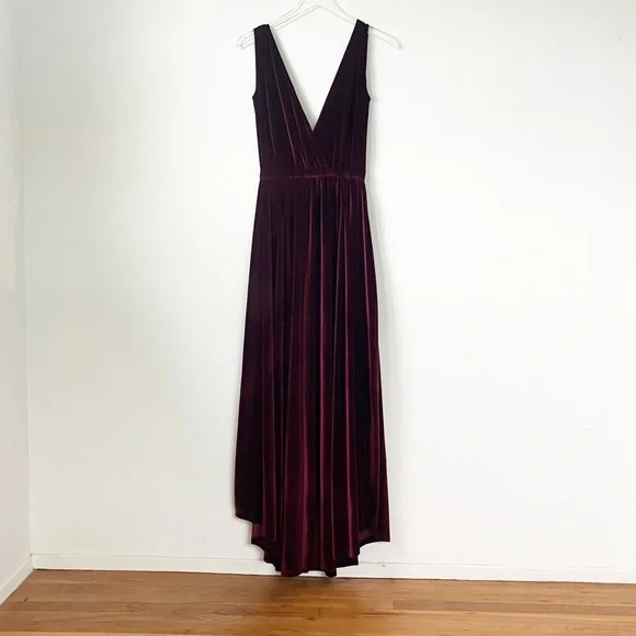 Ripley Rader 2 Velvet Dress Burgundy Red Low Deep Cut V Neck - Picture 5 of 11